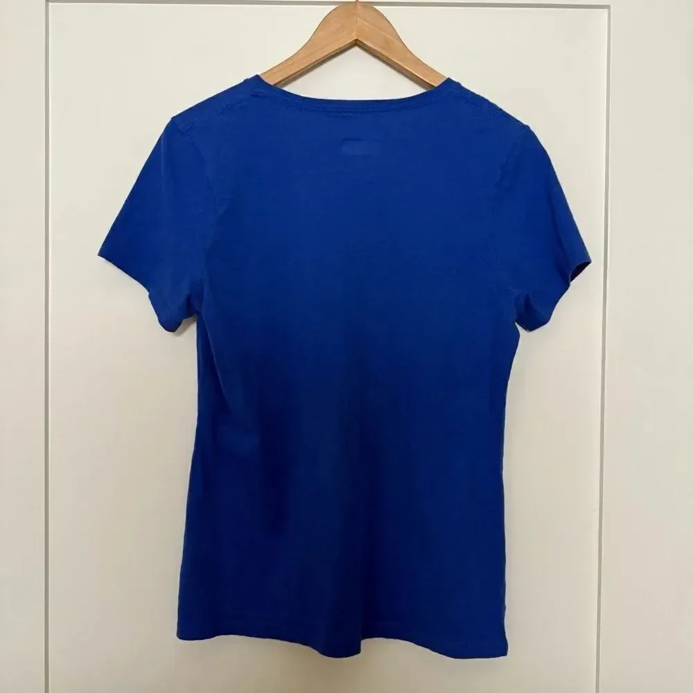 NFL Team Apparel Women Blue Rams Los Angeles Graphic Short Sleeve T-Shirt Size L